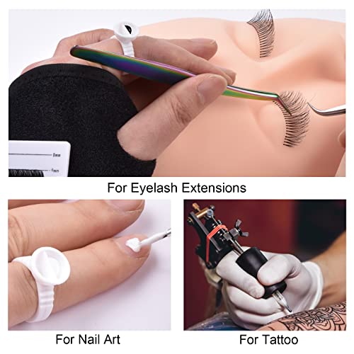 [300PCS] Lash Extension Glue Ring, 2 Slots Lash Glue Holder Sticker, Lashes Rings Holder, Nail Art Ring Cup, Eyelash Extensions Supplies