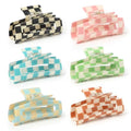 Checkered Claw Clips 6-Pack - Y2K Hair Barrettes for All Hair Types