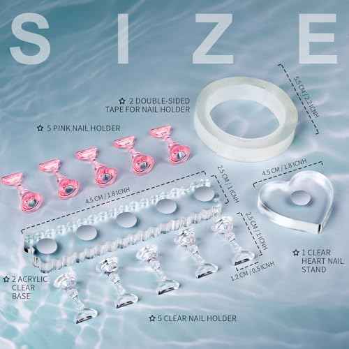 Fandamei Nail Stand, 2 Set Nail Holder for Painting Nails, Nail Stand for Press on, Press on Nail Stand for Practice, Magnetic Acrylic Nail Display Stands for Nail Art with Double-sided Tape