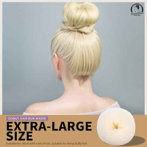 Teenitor 4pcs Hair Bun Shaper Set with Extra-large, Large, Medium, Small Donut Hair Bun Maker, 20pcs Large Bobby Pins, Cream Color