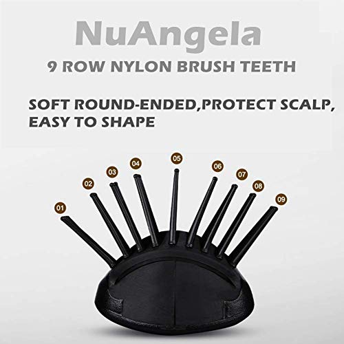 NuAngela Cushion 9 Row Nylon Bristle Brush For Curly Hair, Easy Clean Styling Hairbrush For Detangling Shaping Smoothing Blow-Drying Separating,Defining Curls For Wet, Long, Frizzy, Thick Hair