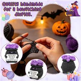 Halloween Crochet Witch Cauldron Decor - Spooky Gift for Women