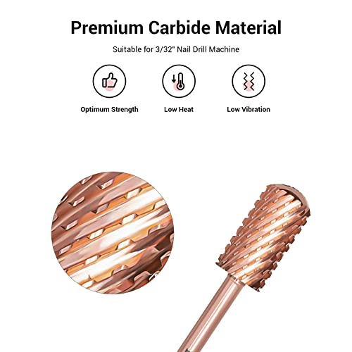 MelodySusie Carbide Nail Drill Bits 3/32'' Rose Gold
