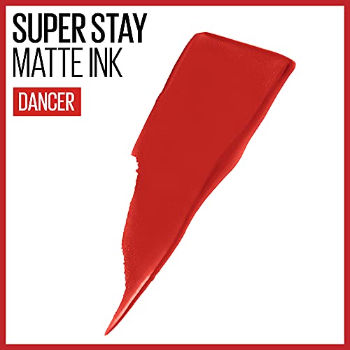 Maybelline Super Stay Matte Ink Liquid Lipstick Makeup, Long Lasting High Impact Color, Up to 16H Wear, Dancer, Brick Red, 1 Count