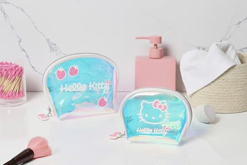 Hello Kitty Makeup Bag Set - Large & Small Clear Travel Pouches