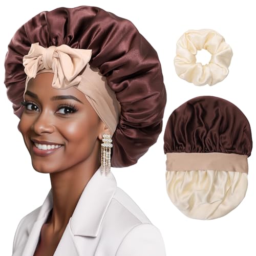 AWAYTR Mulberry Silk Double Layer Reversible Sleep Bonnet