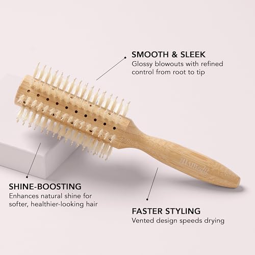 Boar Bristle Round Brush for Blowdry & Shine