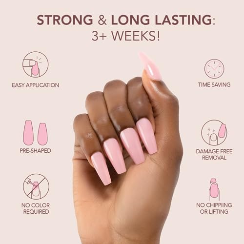 Kiara Sky Short Almond Cover Gelly Tips | Soak Off Pre-Shaped Soft Gel Nail Extensions | Blooming