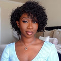 Hanne Fashion 8 Inch Short Curly Human Hair Wig for Black Women - Side Part Brazilian Virgin Bob Wig