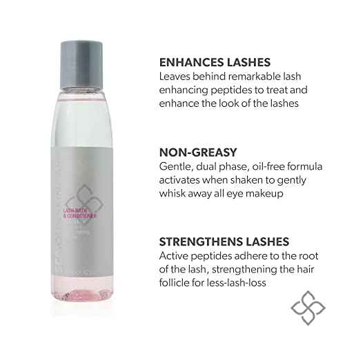 Serious Skincare Lash Bath & Conditioner - Double Action Eye Makeup Remover - Oil Free - Enhancing Peptides Promotes Eyelash Growth - Clover Flower - Effortlessly Removes Waterproof Mascara - 4 oz.