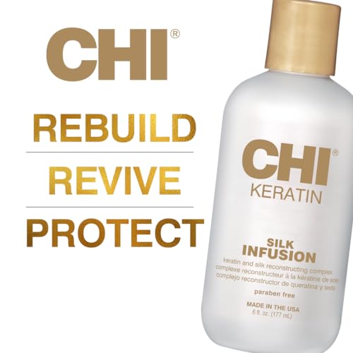 CHI Keratin Silk Infusion,Hydrating Hair Serum For Restoring Softness & Shine,Helps Dry,Damaged Hair,Sulfate-free,6 Oz,(Pack of 2)