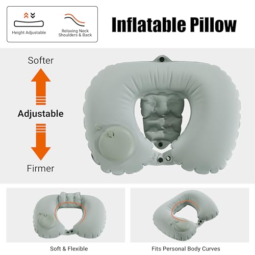 Inflatable Neck Pillow for Travel & Bath - U-Shaped Support