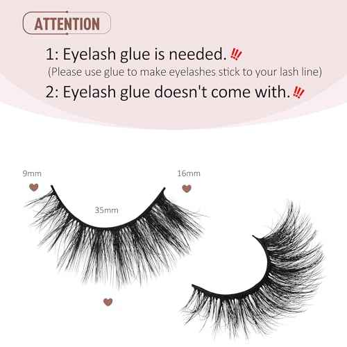 Onlyall Lashes Mink False Eyelashes Natural Wispy Lashes Soft Faux Mink Lashes Fluffy False Lashes 16MM A04