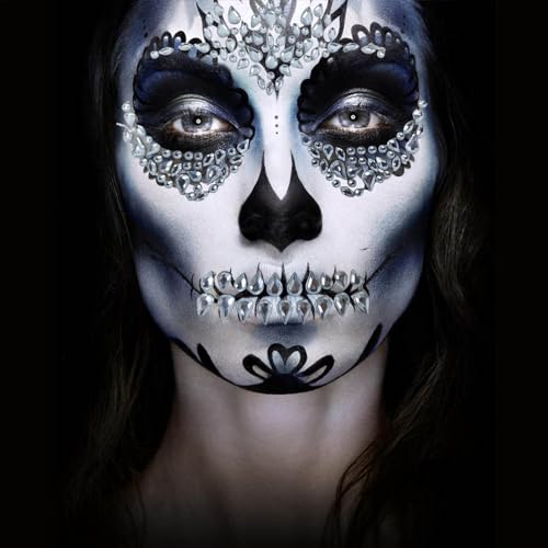 6 Sheets Halloween Face Gems Rhinestone Tattoo Stickers