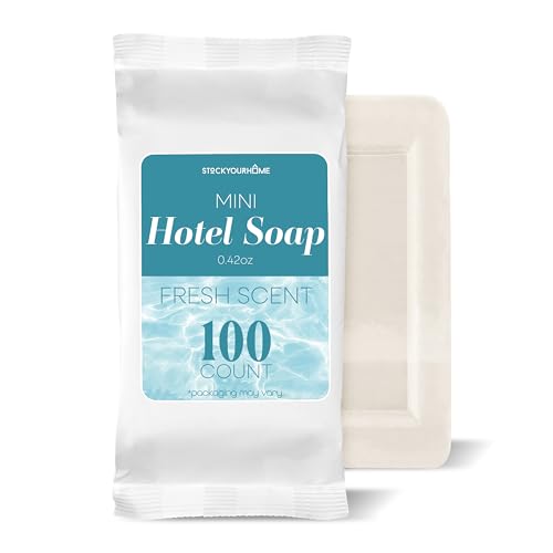 Bulk Hotel Soap Bars (100 Count), Fresh Scent Travel Size Hand Soap for Hotels, Motels, and Resorts, Mini Travel Soap Bulk, Individually Wrapped Bars of Soap Bulk Pack, Guest Soaps for Bathroom