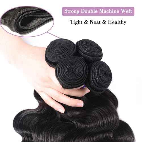 12A Human Hair Bundles 22 24 26 28 Inch Body Wave Bundles Human Hair Extensions 400g Unprocessed Brazilian Virgin Body Wave 4 Pieces Deals Brazilian Quick Weave Natural Black Wavy Extensions