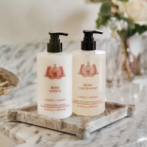 Caswell-Massey Rose Liquid Hand Soap & Moisturizing Body Wash with Pump, Hydrating Plant-Based Skin Cleanserfor Men & Women, Paraben and Phthalate Free, 15.2 fl oz