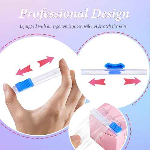 2 Pack Eyebrow Lamination supplies with Ergonomic Slicer, Premium Transparent Preservative Film, Permanent Make Up Cling Wrap Cover Tape Roll Perfect for Lip Brow Lamination Lash Lift