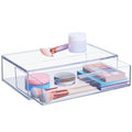 STORi Audrey Stackable Clear Bin Plastic Organizer Drawer | Organize Eyeshadow Palettes, Cosmetics, and Beauty Supplies on a Vanity | Made in USA