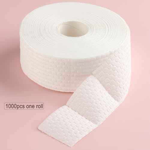 1000Pcs/1 Roll Lint Free Nail Wipes, Nail Polish Remover Pads, White Cotton Pads Wipes for Gel Nails, Dust Cleaning Degreasing Nail Napkins Cotton Swabs, Manicure Salon Supplies