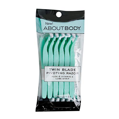 Kai About Face Body Twin Blade Pivoting Disposable Razors; 12 Shavers for Women; Curve-Hugging Pivoting Head with Aloe & Vitamin E Strip, Shaving Razors for Women (Pack of 2)