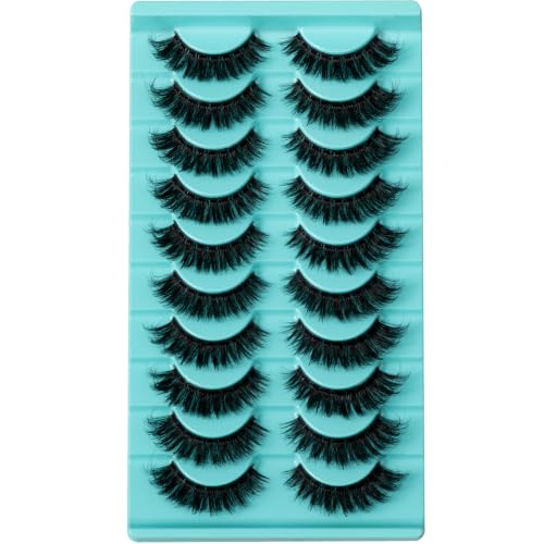 APCYUST Wispy Mink Lashes 10-15mm Short Cat Eye False Eyelashes Natural Look
