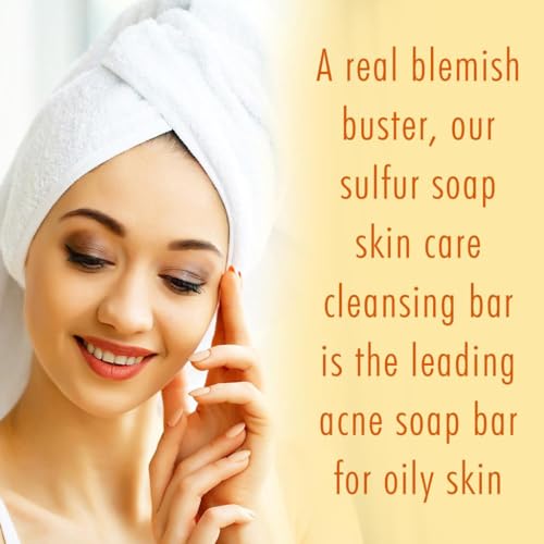 10% Sulfur Soap Cleansing Bar for Face & Body ? All Natural Facial Cleanser for Acne, Oily Skin ? Healing Skincare Blend of Lemongrass, Tea Tree Essential Oil, Vitamin E, Coconut Milk ? Made in USA