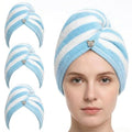 3 Pack Microfiber Hair Towel Wraps for Quick Drying & Anti-Frizz