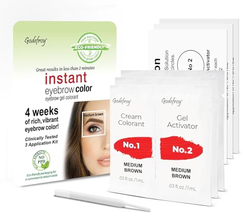 Godefroy Fast Acting Temporary Brow Color, Medium Brown – 3 Applications