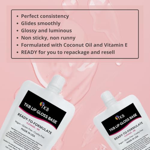 TKB Lip Gloss Base Flexagel - Clear, High Shine, Vegan