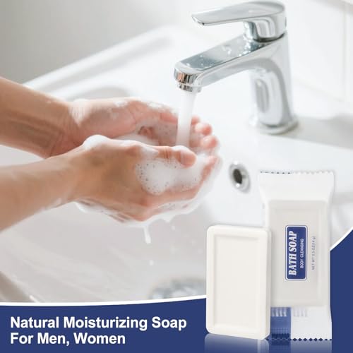 Travel Size Bars Soap in Bulk, Individually Wrapped 0.5 oz Mini Small Body Hand and Face Soaps Toiletries Amenities for Hotel, Shelter/Homeless/Nursing Home/Charity/Motel/Guest Bathroom (50)
