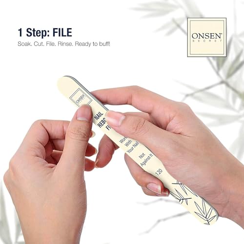 Onsen Secret Japanese Nail Care Kit with Cuticle Serum & Buffer Block