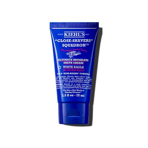 Kiehl's Ultimate Brushless Shave Cream with Menthol White Eagle, for All Skin Types, with Menthol & Camphor, Instant Refreshing & Cooling Effect, Minimizes Irritation - 2.5 fl oz