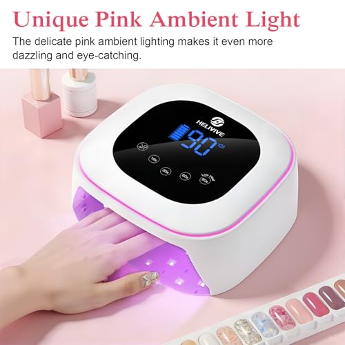 80W Cordless UV LED Nail Lamp with 4 Timers & Ambient Light