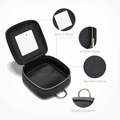 Clear Cosmetic Bag Double Layer Travel Toiletry Bag Clear Makeup Bag Case with 4 Compartments, Transparent Travel Bag for Toiletries, Large Toiletry Bag for Women Cosmetic Case (Black, Mini)