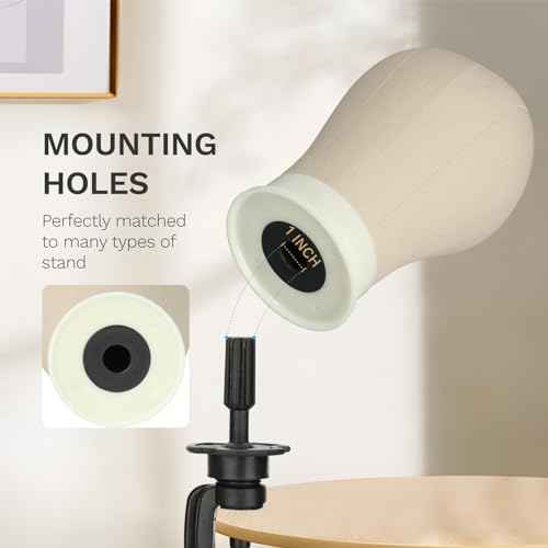 AliLeader Canvas Block Mannequin Wig Display Styling Head with Mount Hole (Light Brown, 21")