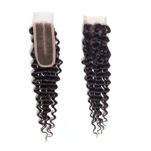 2x6 Deep Wave Closure Human Hair 2x6 Lace Closure Deep Part Transparent Brazilian With Baby Hair Color Black 20 Inch