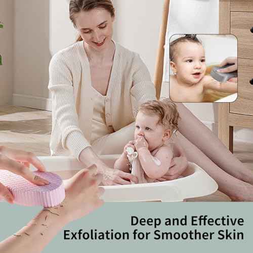 4PCS Magic Exfoliating Bath Sponge for Body, 3D Super Soft Exfoliate Body Scrubber, Reusable Handheld Shower Brush Remover Dead Skin for Adults Women Men Cleansing Skin No Silicone Net Sponge