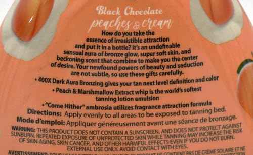 Brown Sugar Peaches & Cream 400X Double Dark Black Chocolate Bronzing Whip Tanning Lotion – Ultra Rich Skin Softening Formula for Deep, Long-Lasting Color – 13.5 oz