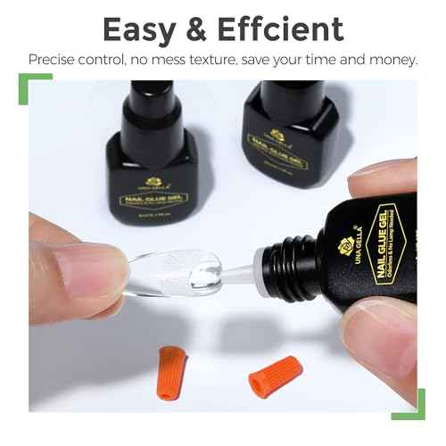 UNA GELLA Super Strong Gel Nail Glue for Press Ons: No U V Lamp Needed Glue Gel, Travel-Size 5ml Nail Adhesive for Press on Nails, Nail Tips&Acrylic Nails-Quick Dry, No Smell, Long-lasting