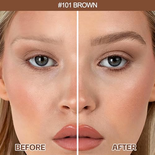 Boobeen Microblading Eyebrow Pen 2-in-1 with 4-Fork-Tip, Dark Brown