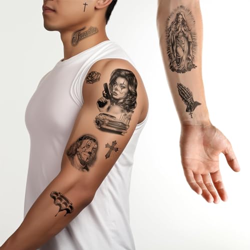Los Vatos Chicano Temporary Tattoos - 38 Hand-Drawn Designs