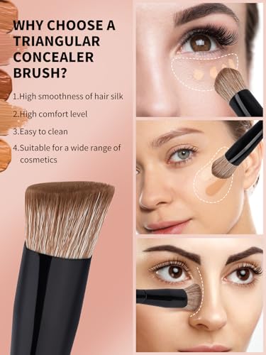 MAANGE Black Makeup Brush Set 4 Pcs - Foundation, Concealer & Contour Tools