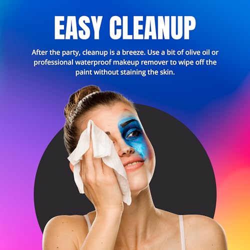 Professional Face Painting Kit - Skin Friendly Face Paint Kit - Cruelty-Free & Vegan Water Based Face Paint Makeup for Theatre, SFX and Halloween- 8 Colors 5g Each - Splashes & Spills (Neon Colors)