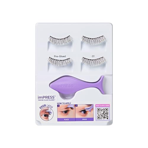 KISS imPRESS Pre-Glued Strip Lashes, Classic Natural, 2 Pairs