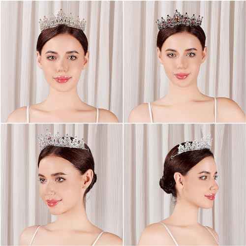 Tiara for Women, Crown and Tiara for Girl Princess, Bride Wedding Happy Birthday Halloween Cosplay Hair Accessories Decorations (Gold Pink)