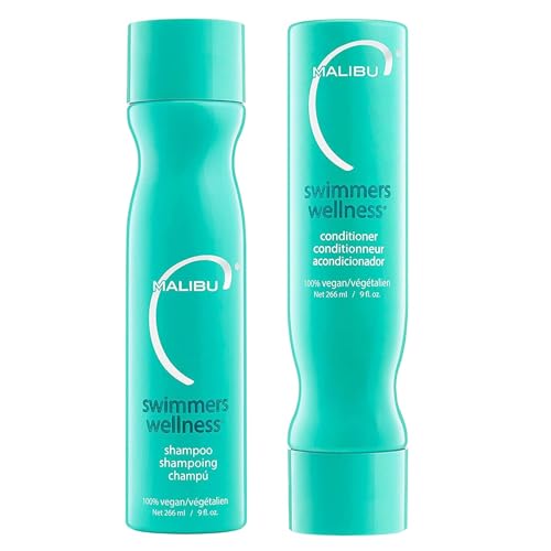 Malibu C Swimmers Wellness Shampoo and Conditioner Set (9 oz) - Restorative Hair Care for Swimmers - Protects Against Chlorine Damage & Combats Brittle Hair