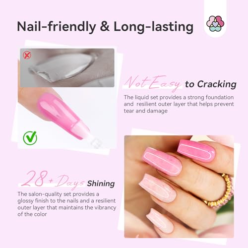 SAVILAND HEMA-Free Dip Powder Liquid Set - 4 Pcs Dip Nails Starter Kit
