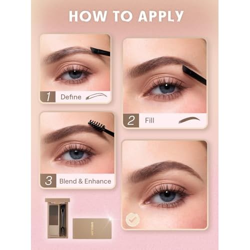 SHEGLAM Puff Brow Palette Eyebrow Powder Waterproof Long Lasting Eyebrow Filler Contour-Brown