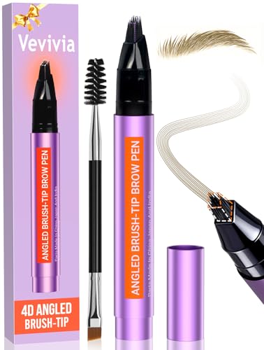 Vevivia 4D Angled Brush Eyebrow Pen - Waterproof Light Brown